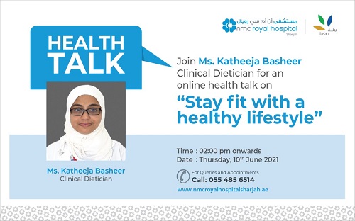 Ms. Katheeja Basheer Clinical Dietician, NMC Royal Hospital Sharjah delivered an online health with Be’ah.
